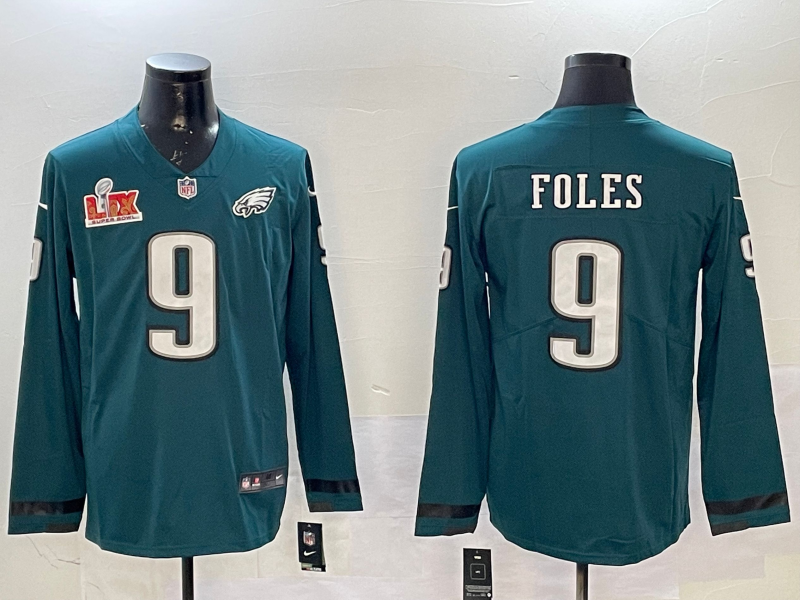 Men Philadelphia Eagles #9 Foles green long sleeve 2025 Nike NFL jersey style 02->philadelphia eagles->NFL Jersey